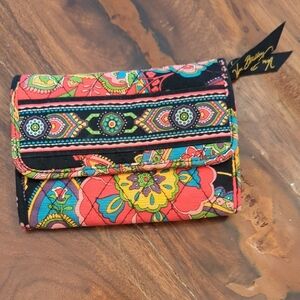 Vera Bradley Floral Pattern Wallet - Black and Pink